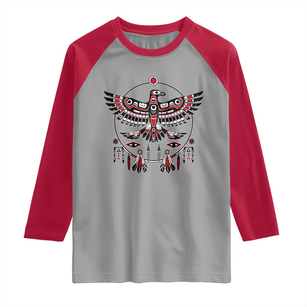 Thunderbird Native American Northwest Coast Art Raglan Shirt TS11 Sport Gray Red Print Your Wear
