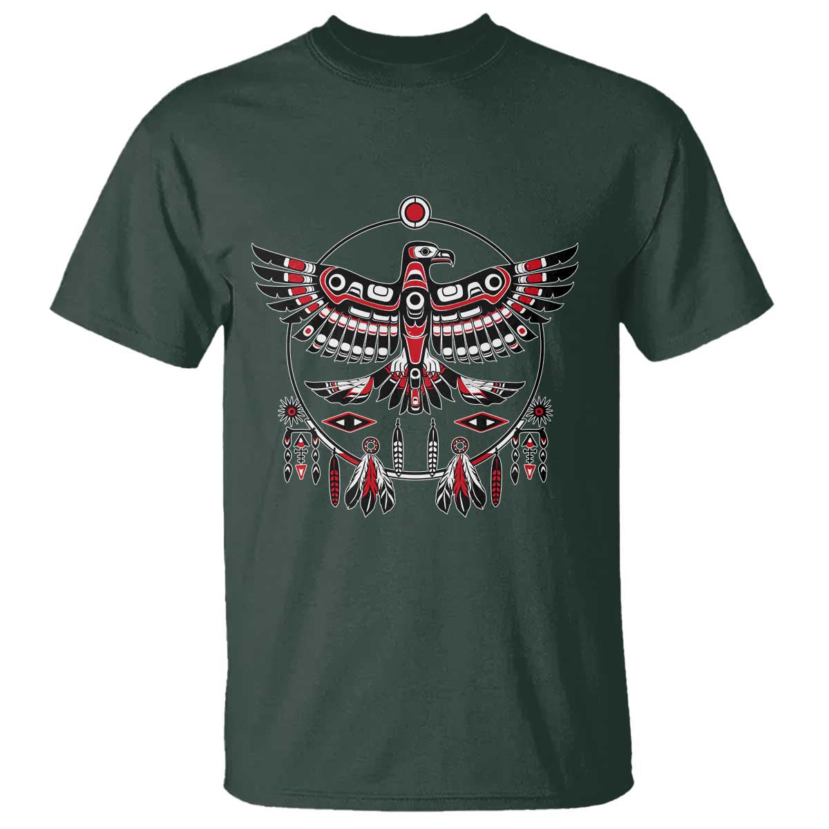 Thunderbird Native American Northwest Coast Art T Shirt TS11 Dark Forest Green Print Your Wear