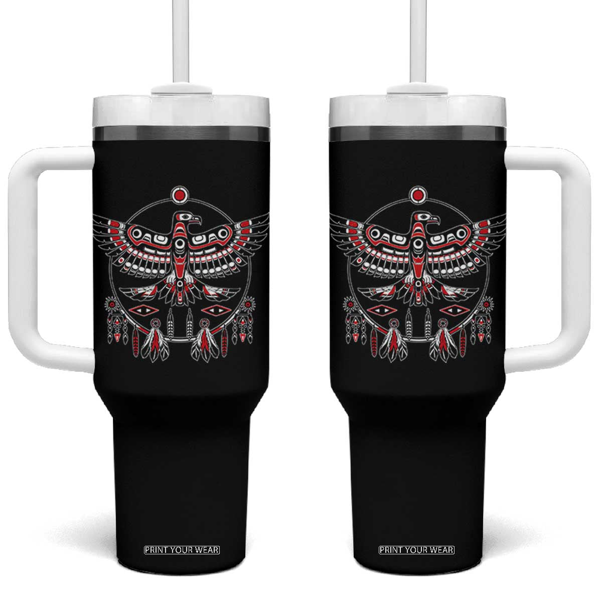 Thunderbird Native American Northwest Coast Art Tumbler With Handle TS11 One Size: 40 oz Black Print Your Wear