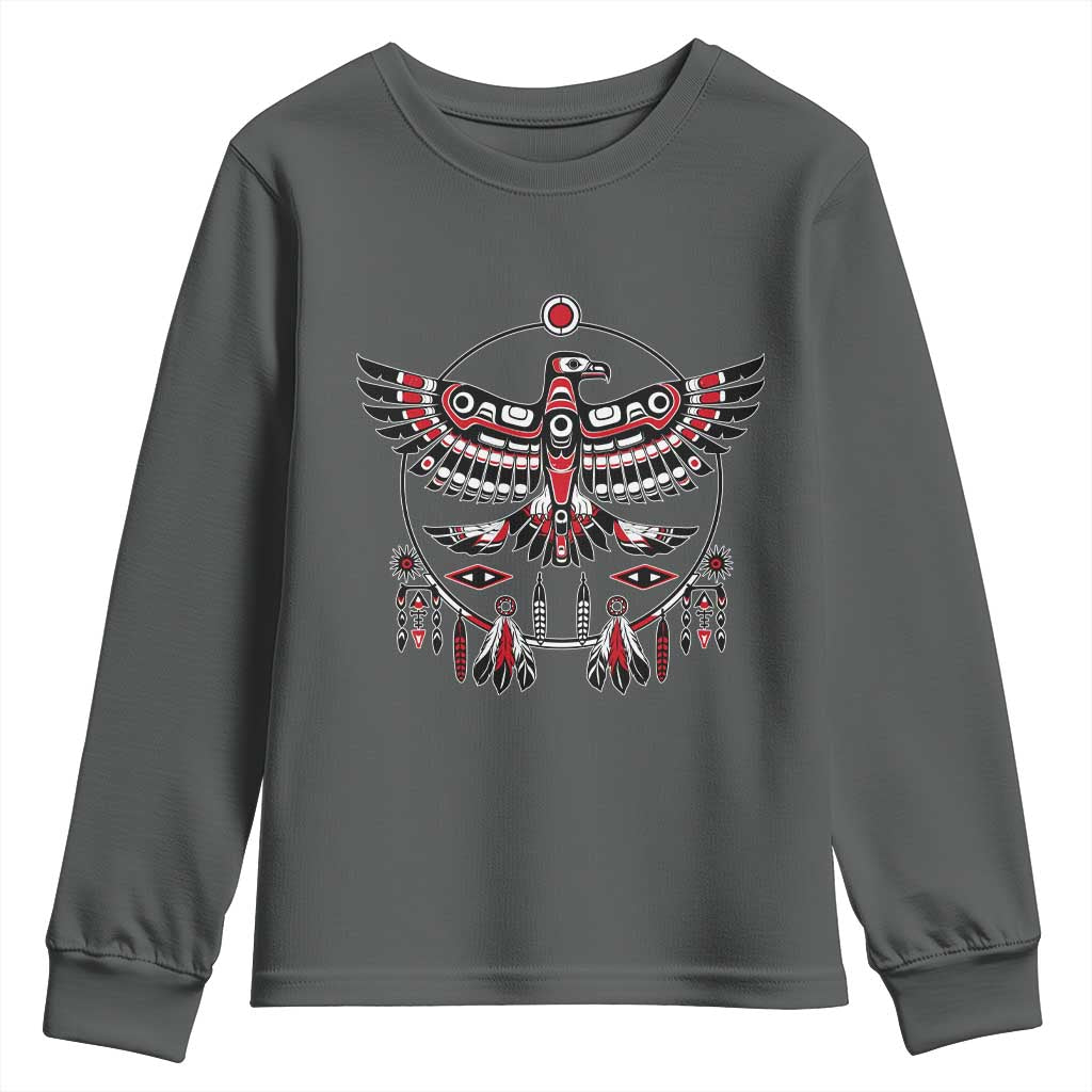 Thunderbird Native American Northwest Coast Art Youth Sweatshirt TS11 Dark Heather Print Your Wear