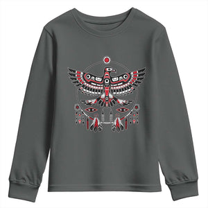 Thunderbird Native American Northwest Coast Art Youth Sweatshirt TS11 Dark Heather Print Your Wear