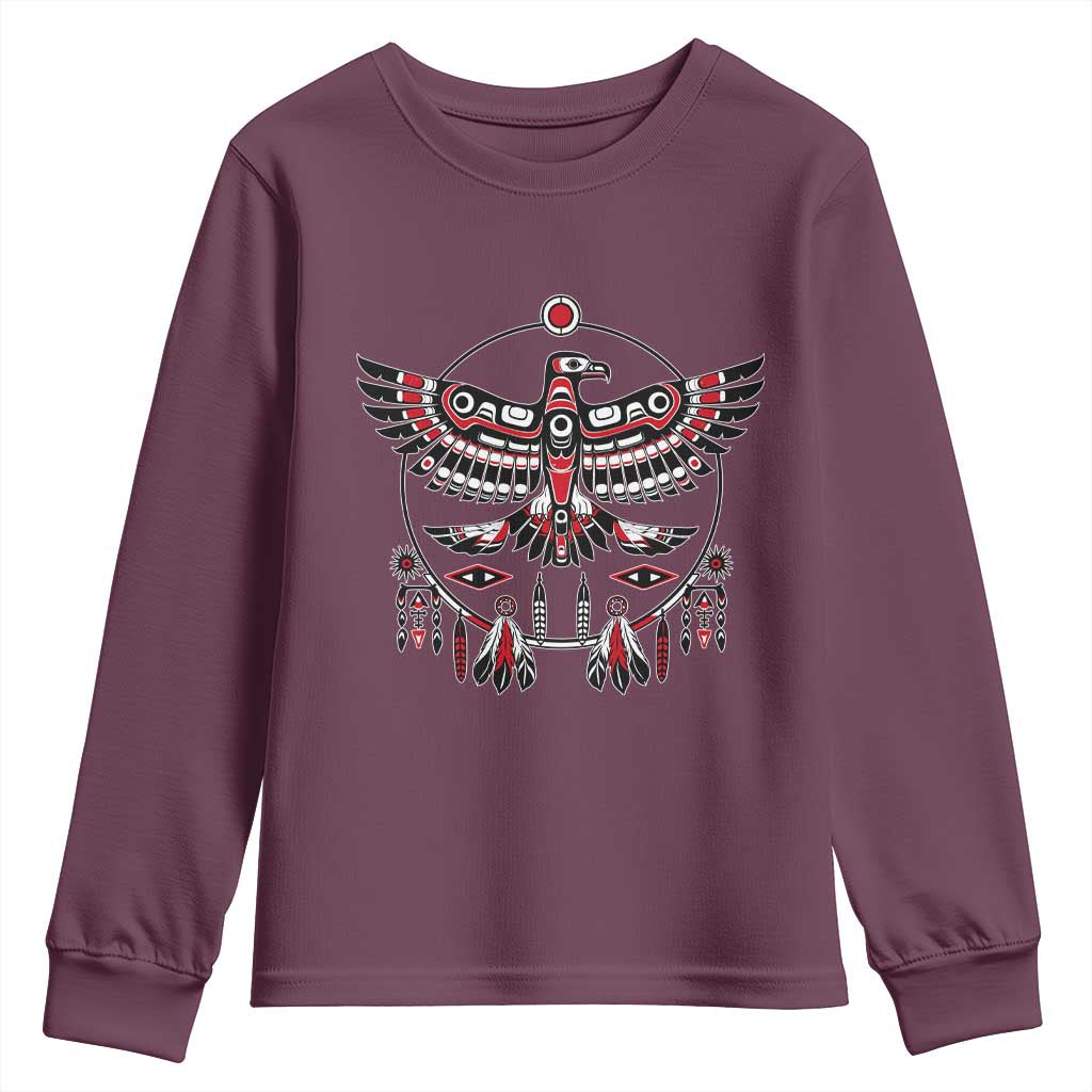 Thunderbird Native American Northwest Coast Art Youth Sweatshirt TS11 Maroon Print Your Wear