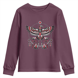 Thunderbird Native American Northwest Coast Art Youth Sweatshirt TS11 Maroon Print Your Wear