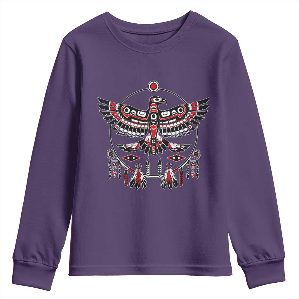 Thunderbird Native American Northwest Coast Art Youth Sweatshirt TS11 Purple Print Your Wear