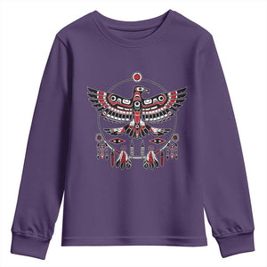 Thunderbird Native American Northwest Coast Art Youth Sweatshirt TS11 Purple Print Your Wear