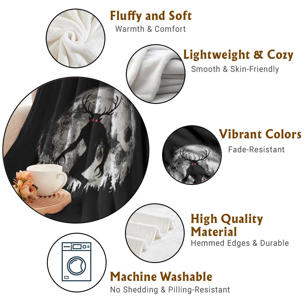 Wendigo Monster Throw Blanket Skinwalker Night Stroll Cryptid Full Moon TS11 Print Your Wear