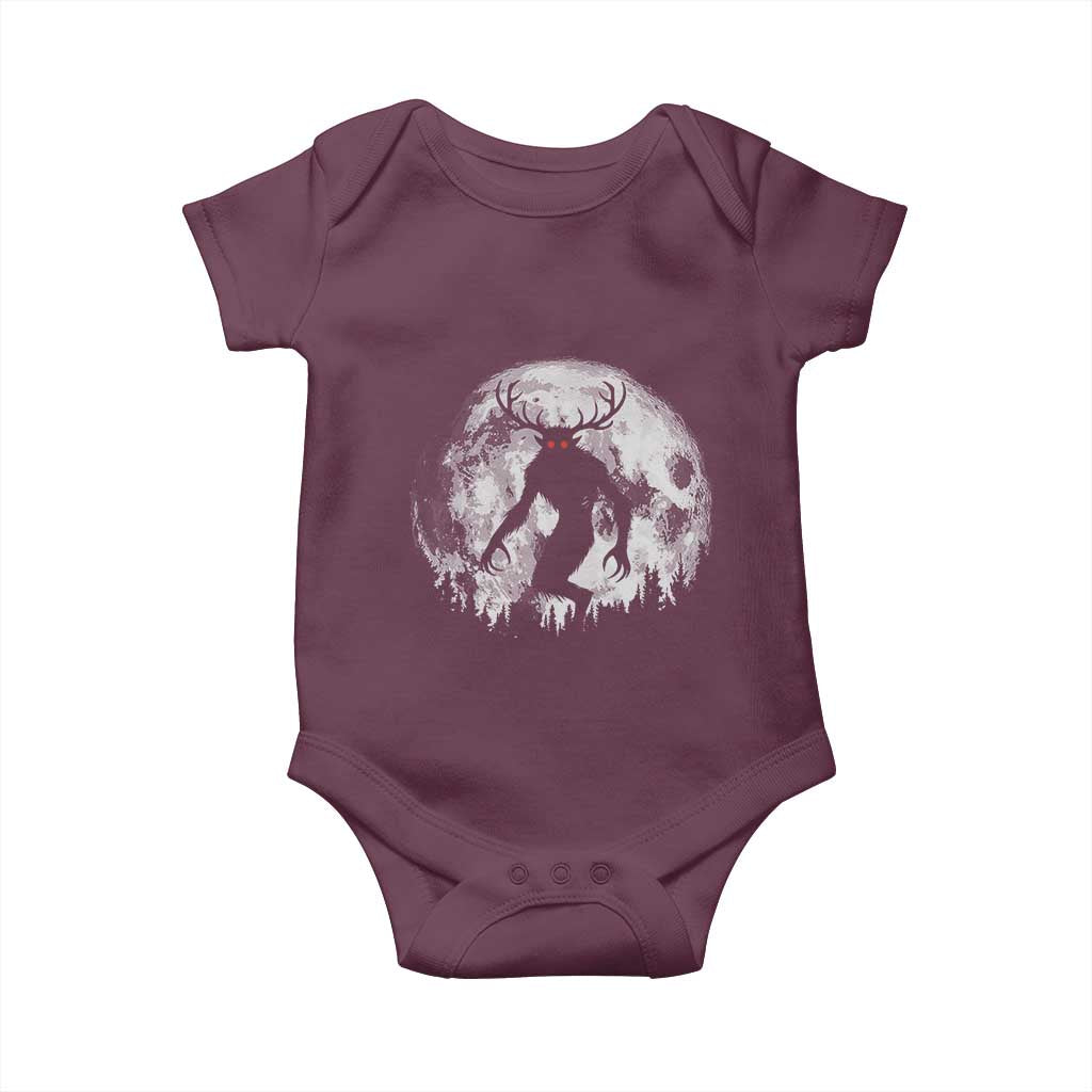 Wendigo Monster Baby Onesie Skinwalker Night Stroll Cryptid Full Moon TS11 Maroon Print Your Wear