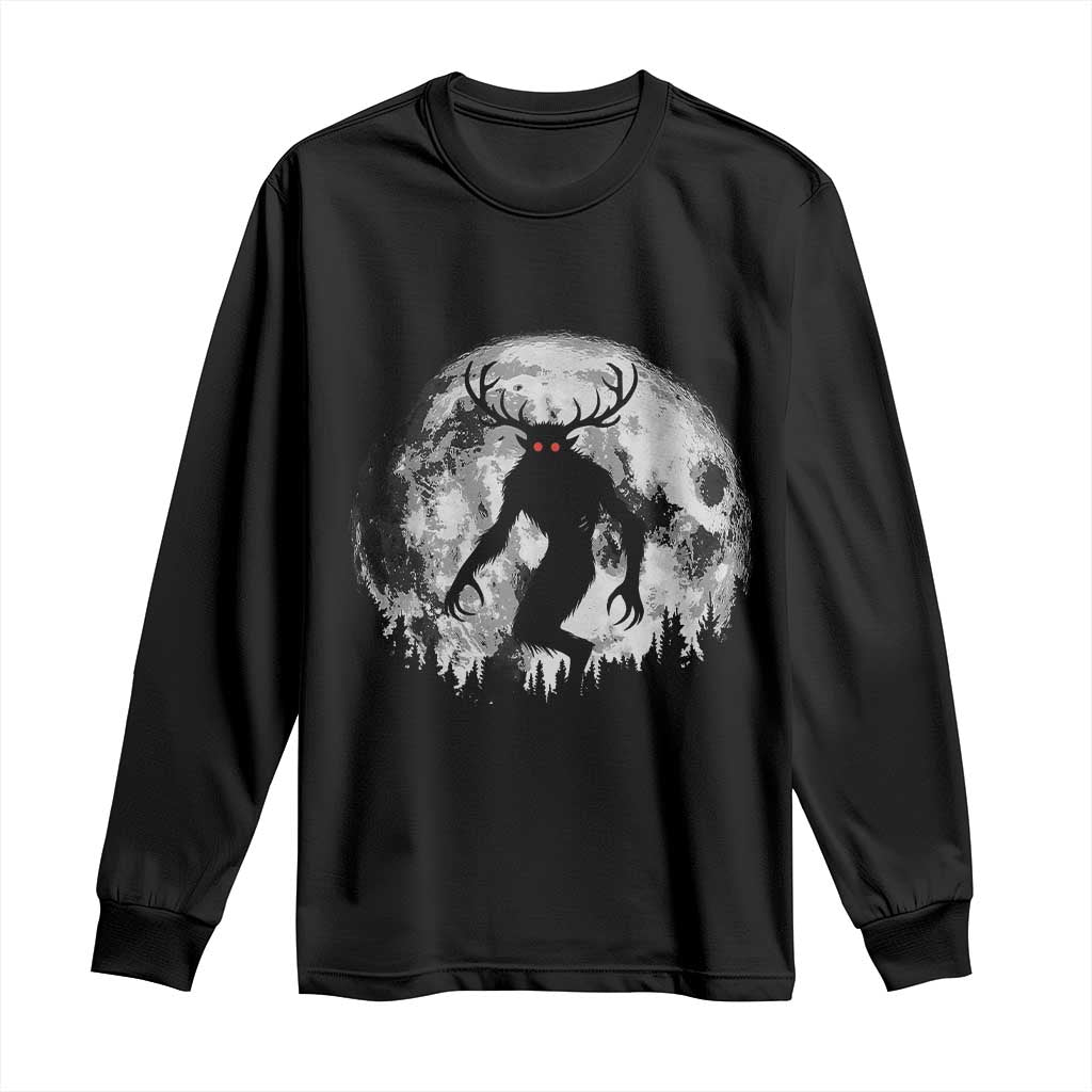 Wendigo Monster Long Sleeve Shirt Skinwalker Night Stroll Cryptid Full Moon TS11 Black Print Your Wear