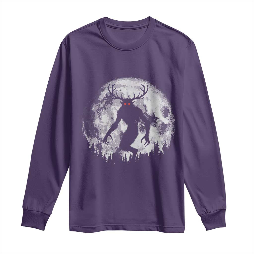 Wendigo Monster Long Sleeve Shirt Skinwalker Night Stroll Cryptid Full Moon TS11 Purple Print Your Wear