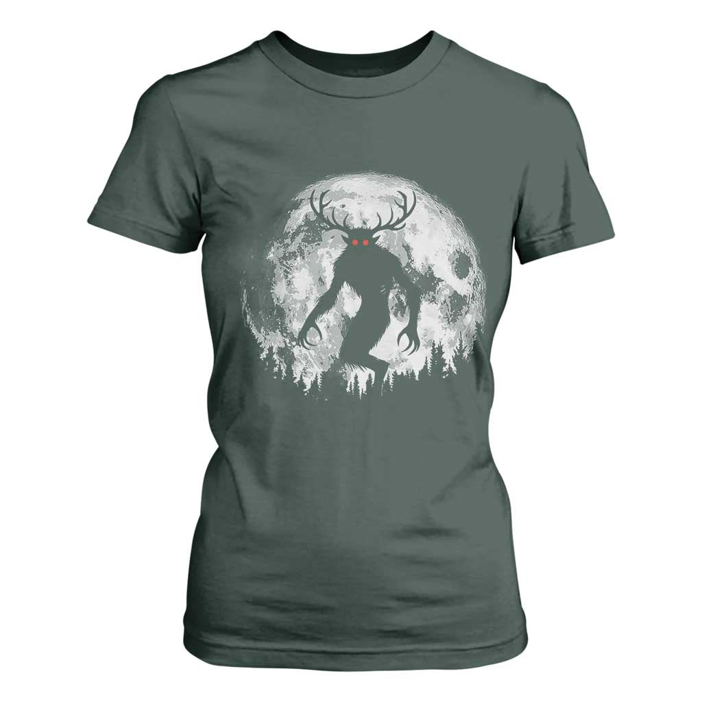Wendigo Monster T Shirt For Women Skinwalker Night Stroll Cryptid Full Moon TS11 Dark Forest Green Print Your Wear