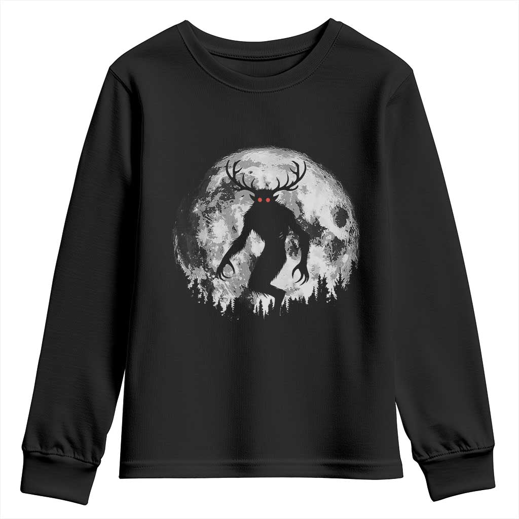 Wendigo Monster Youth Sweatshirt Skinwalker Night Stroll Cryptid Full Moon TS11 Black Print Your Wear