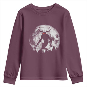 Wendigo Monster Youth Sweatshirt Skinwalker Night Stroll Cryptid Full Moon TS11 Maroon Print Your Wear