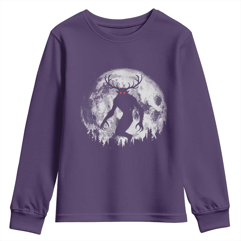 Wendigo Monster Youth Sweatshirt Skinwalker Night Stroll Cryptid Full Moon TS11 Purple Print Your Wear