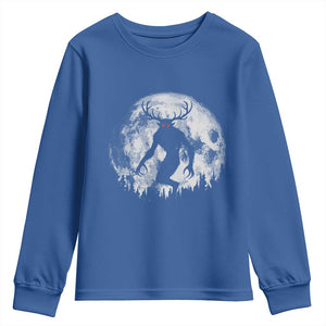 Wendigo Monster Youth Sweatshirt Skinwalker Night Stroll Cryptid Full Moon TS11 Royal Blue Print Your Wear