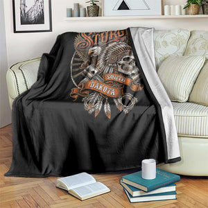 Sturgis South Dakota Indian American Rider Skull 86th Anniversary Throw Blanket