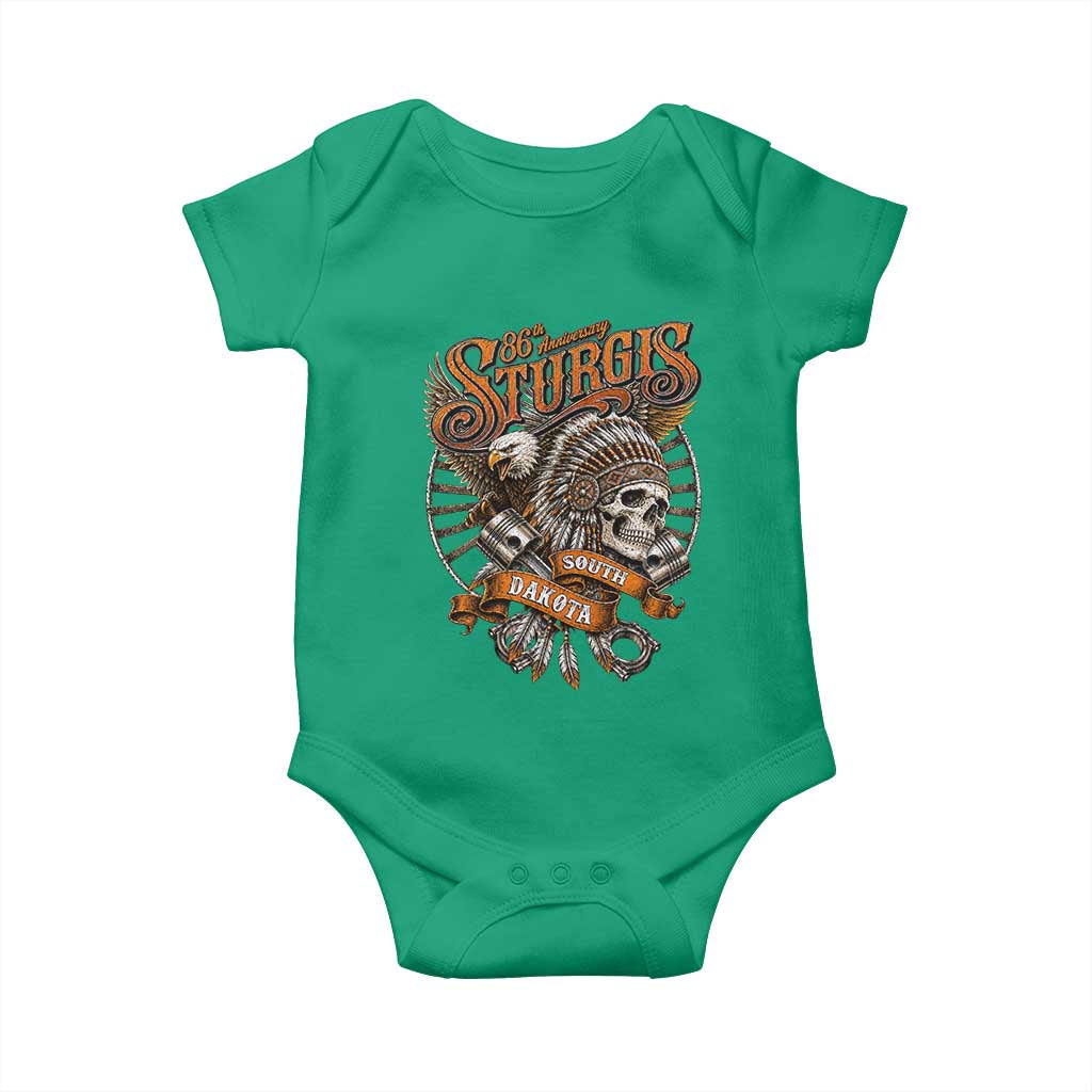 Sturgis South Dakota Indian American Rider Skull 86th Anniversary Baby Onesie