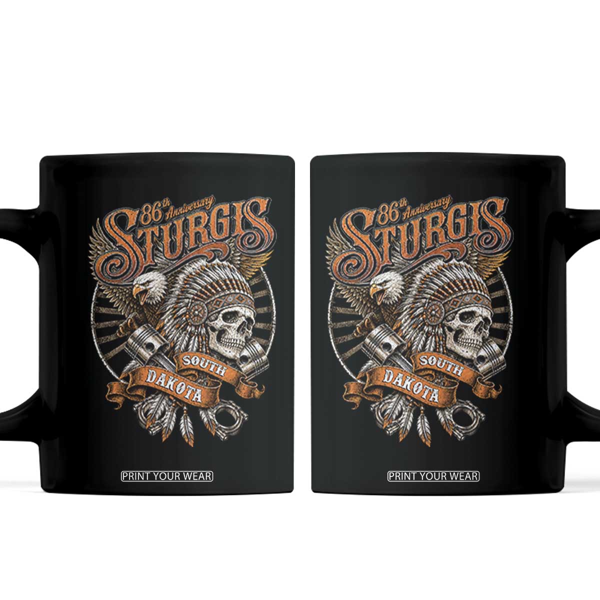 Sturgis South Dakota Indian American Rider Skull 86th Anniversary Coffee Mug