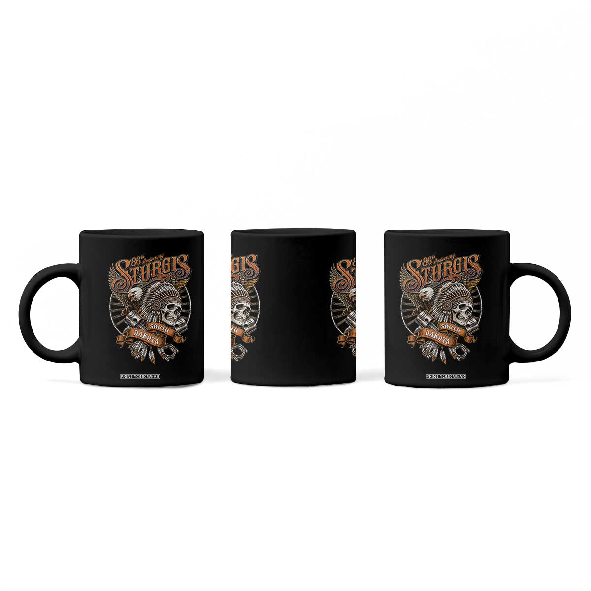 Sturgis South Dakota Indian American Rider Skull 86th Anniversary Coffee Mug
