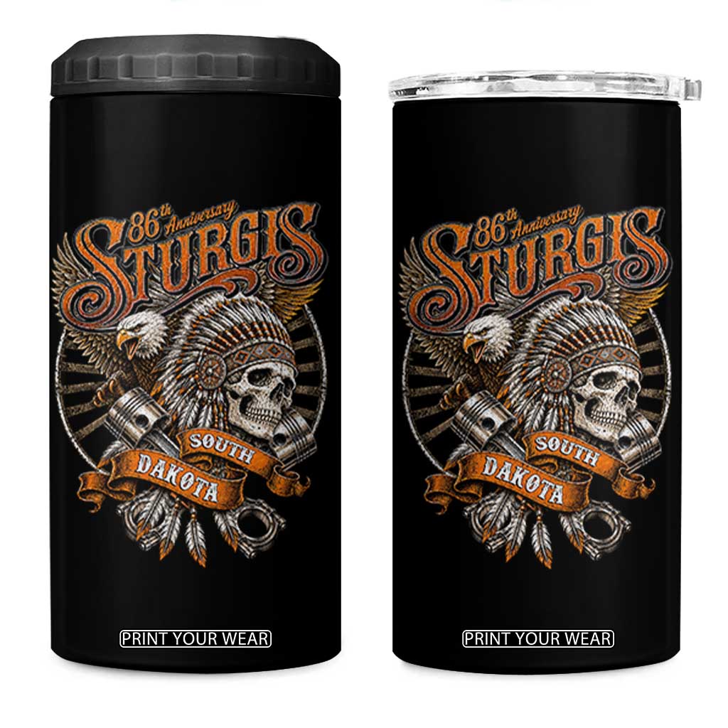 Sturgis South Dakota Indian American Rider Skull 86th Anniversary 4 in 1 Can Cooler Tumbler