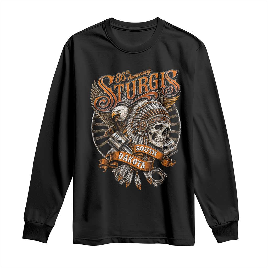 Sturgis South Dakota Indian American Rider Skull 86th Anniversary Long Sleeve Shirt TS11 Black Print Your Wear