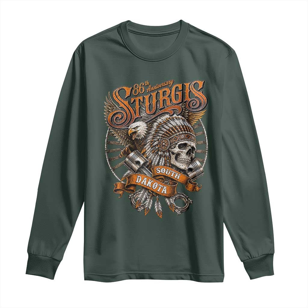 Sturgis South Dakota Indian American Rider Skull 86th Anniversary Long Sleeve Shirt