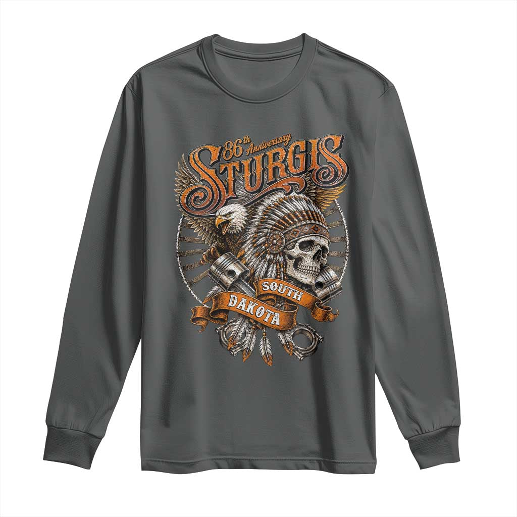 Sturgis South Dakota Indian American Rider Skull 86th Anniversary Long Sleeve Shirt