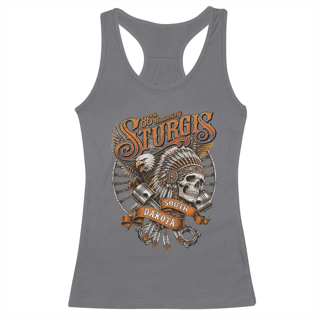 Sturgis South Dakota Indian American Rider Skull 86th Anniversary Racerback Tank Top