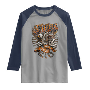 Sturgis South Dakota Indian American Rider Skull 86th Anniversary Raglan Shirt