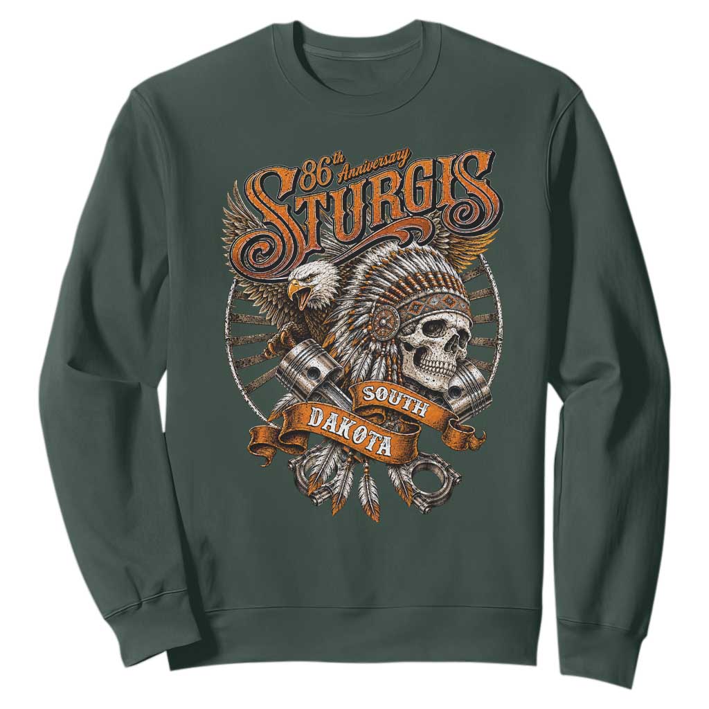 Sturgis South Dakota Indian American Rider Skull 86th Anniversary Sweatshirt