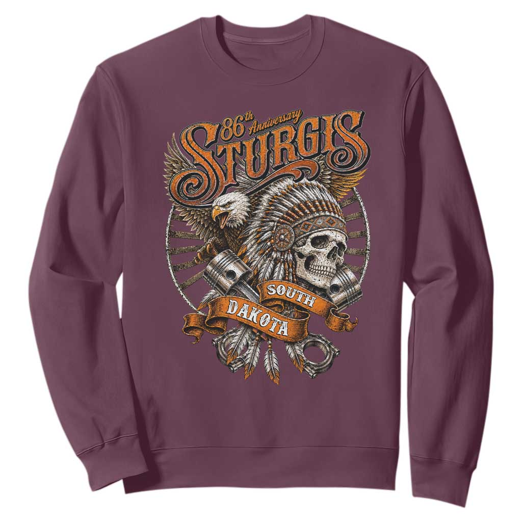 Sturgis South Dakota Indian American Rider Skull 86th Anniversary Sweatshirt