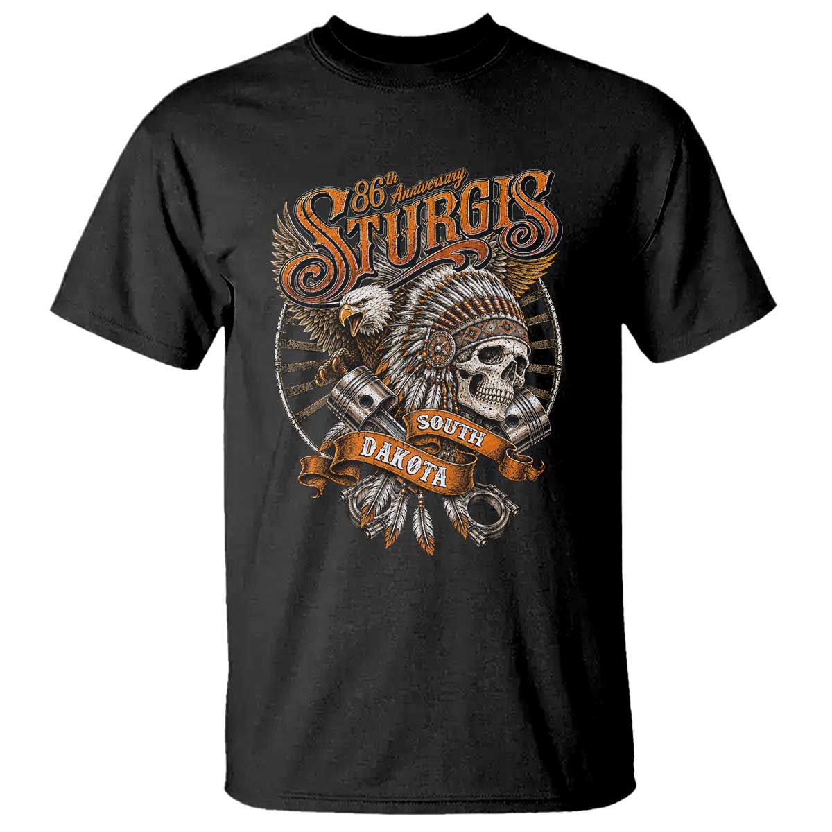 Sturgis South Dakota Indian American Rider Skull 86th Anniversary T Shirt