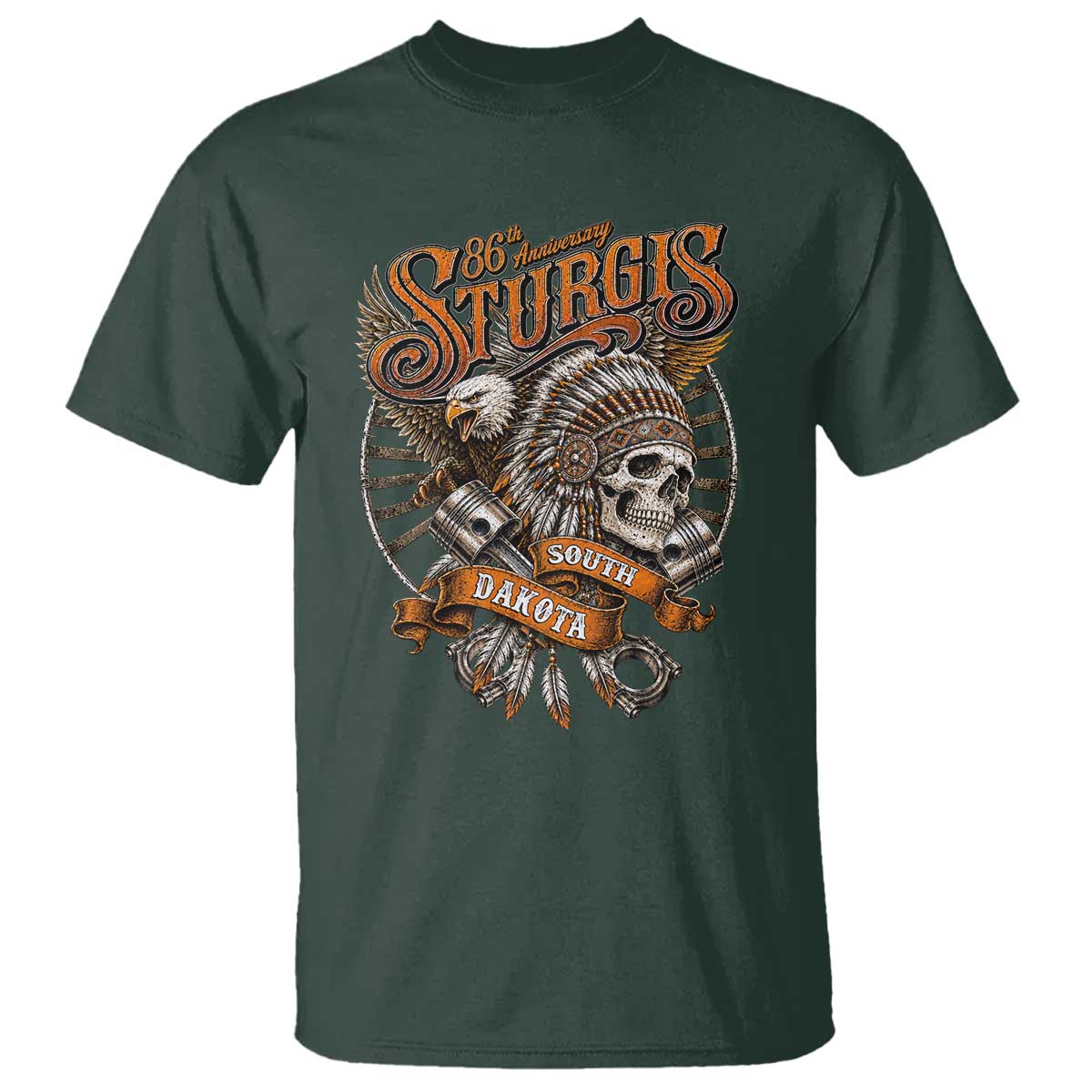 Sturgis South Dakota Indian American Rider Skull 86th Anniversary T Shirt