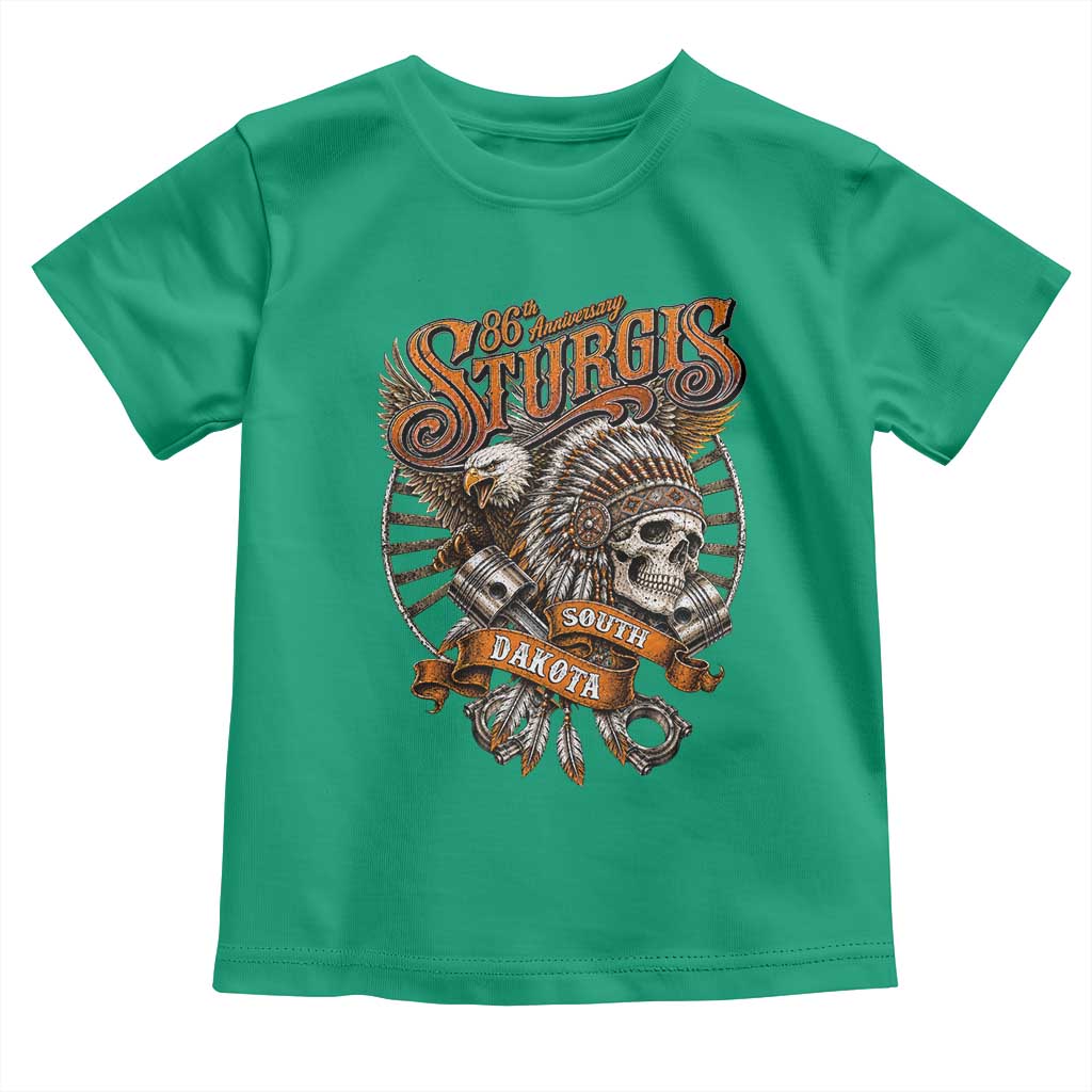 Sturgis South Dakota Indian American Rider Skull 86th Anniversary Toddler T Shirt