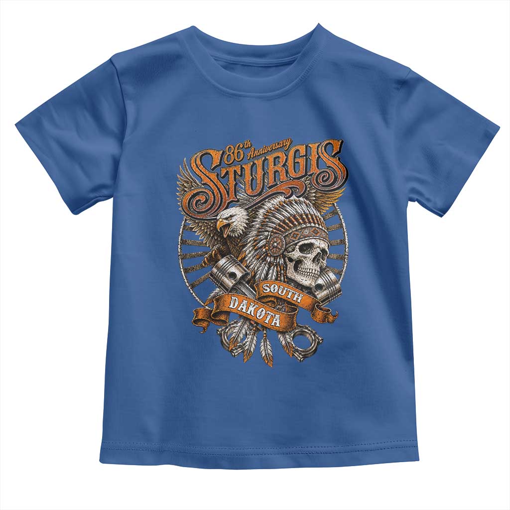 Sturgis South Dakota Indian American Rider Skull 86th Anniversary Toddler T Shirt