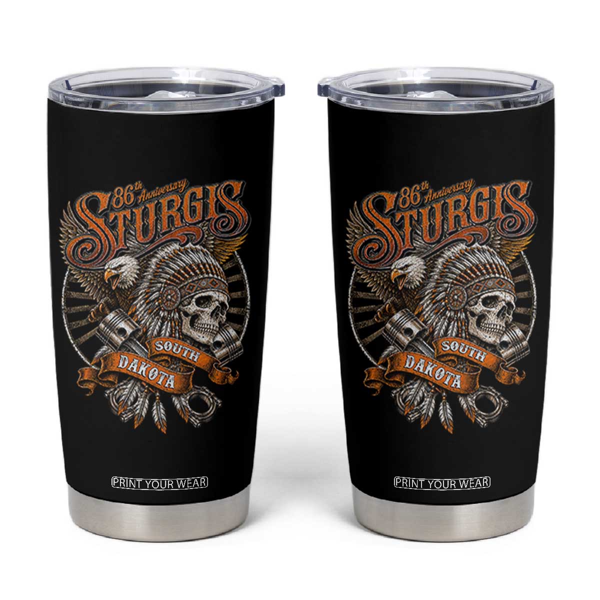 Sturgis South Dakota Indian American Rider Skull 86th Anniversary Tumbler Cup