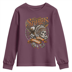 Sturgis South Dakota Indian American Rider Skull 86th Anniversary Youth Sweatshirt