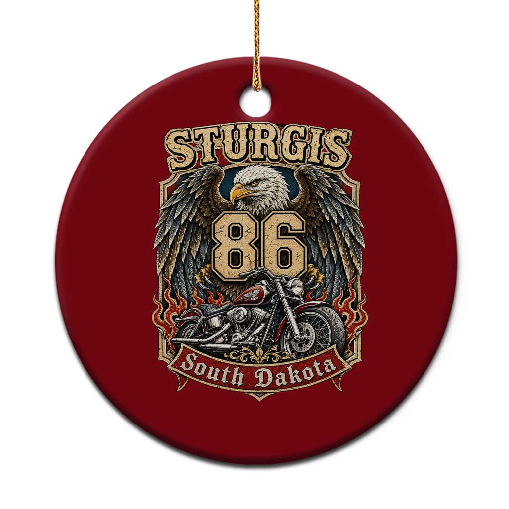 Sturgis South Dakota Motorcycle Lover Eagle 86th Anniversary Ceramic Ornament