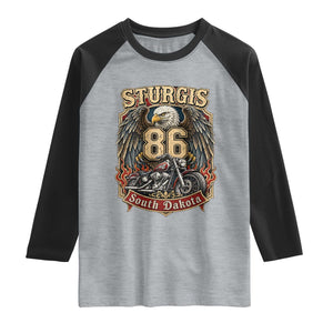 Sturgis South Dakota Motorcycle Lover Eagle 86th Anniversary Raglan Shirt