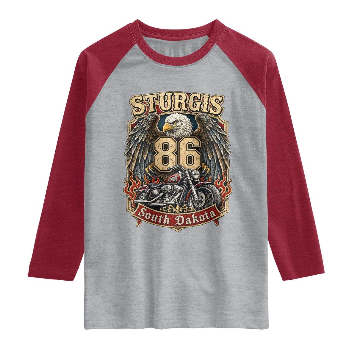 Sturgis South Dakota Motorcycle Lover Eagle 86th Anniversary Raglan Shirt