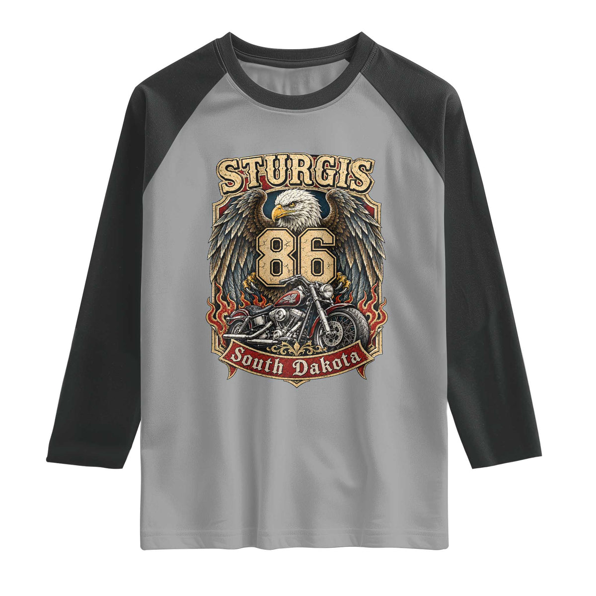 Sturgis South Dakota Motorcycle Lover Eagle 86th Anniversary Raglan Shirt