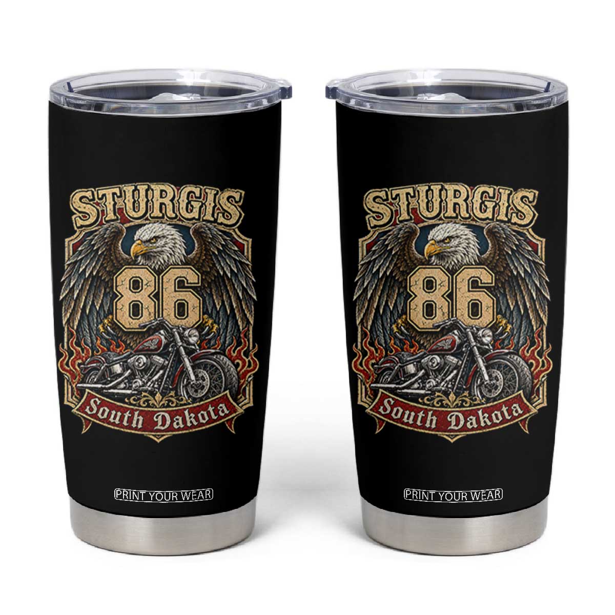 Sturgis South Dakota Motorcycle Lover Eagle 86th Anniversary Tumbler Cup TS11 Black Print Your Wear