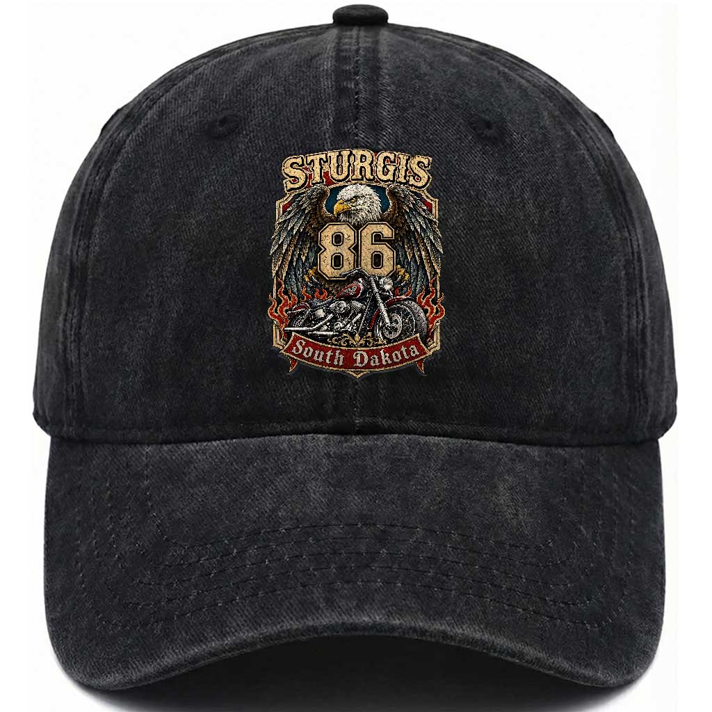 Sturgis South Dakota Motorcycle Lover Eagle 86th Anniversary Washed Cotton Baseball Cap TS11 Print Your Wear