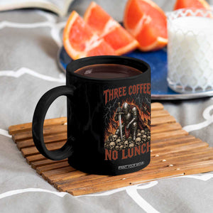 Three Coffees No Lunch Coffee Mug Funny Medieval Knight Coffee Lover