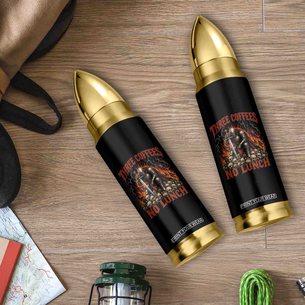 Three Coffees No Lunch Bullet Tumbler Funny Medieval Knight Coffee Lover