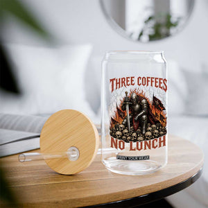 Three Coffees No Lunch Glass Can Funny Medieval Knight Coffee Lover