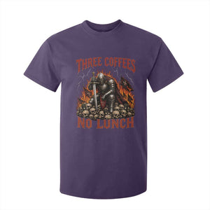 Three Coffees No Lunch T Shirt For Kid Funny Medieval Knight Coffee Lover