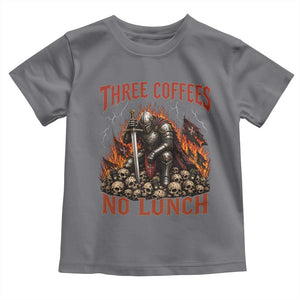 Three Coffees No Lunch Toddler T Shirt Funny Medieval Knight Coffee Lover