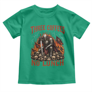 Three Coffees No Lunch Toddler T Shirt Funny Medieval Knight Coffee Lover