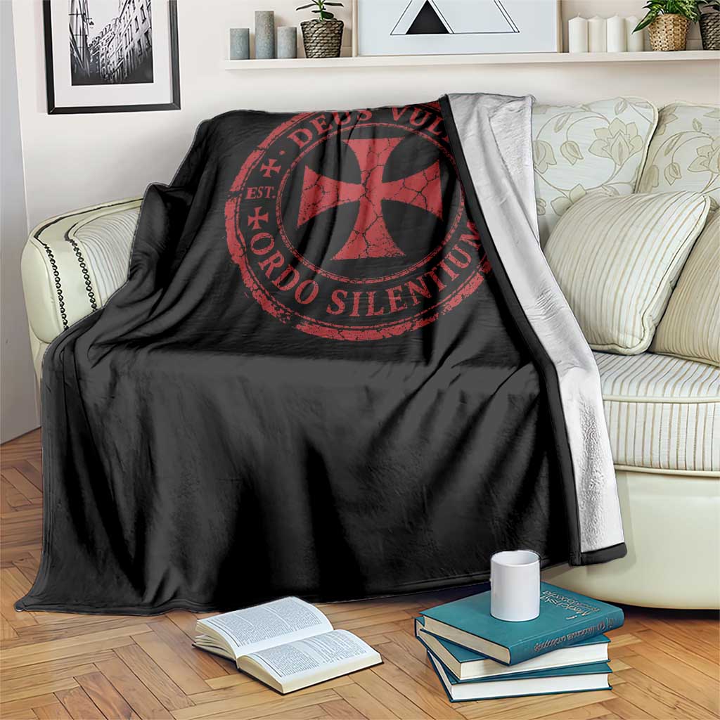 Deus Vult Ordo Silentium Knights Templar Est 1119 Throw Blanket Crusader Cross