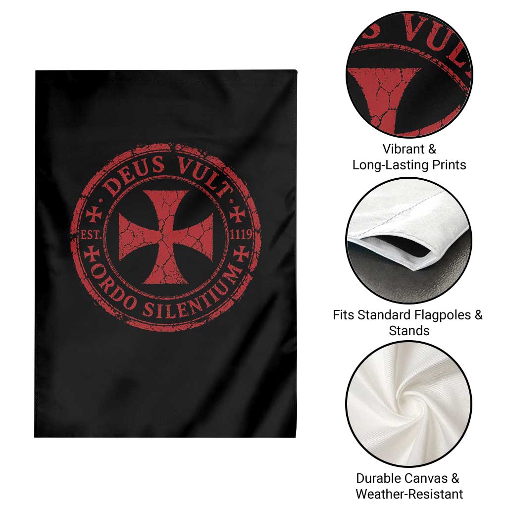 Deus Vult Ordo Silentium Knights Templar Est 1119 Garden Flag Crusader Cross
